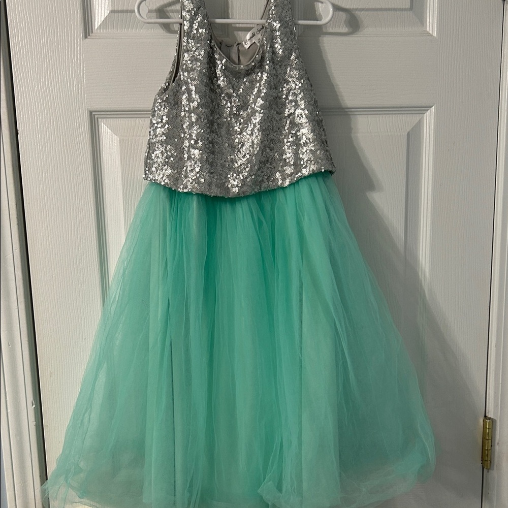 Emerald Silver Sequin Dress size 10